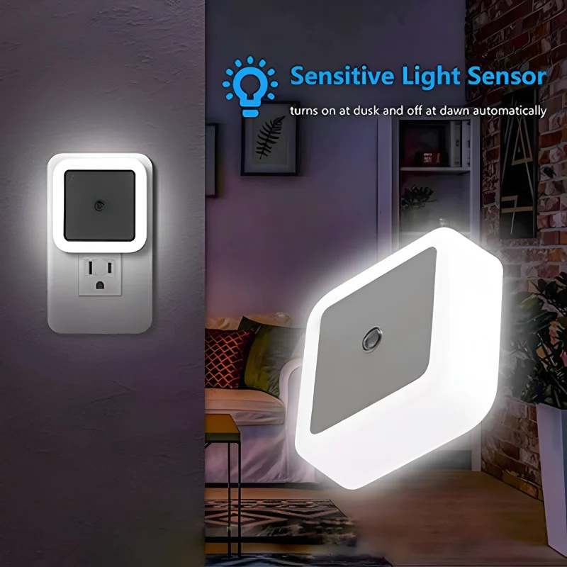 Auto On/Off Mini LED Night Light – Smart & Convenient Bedroom Lighting