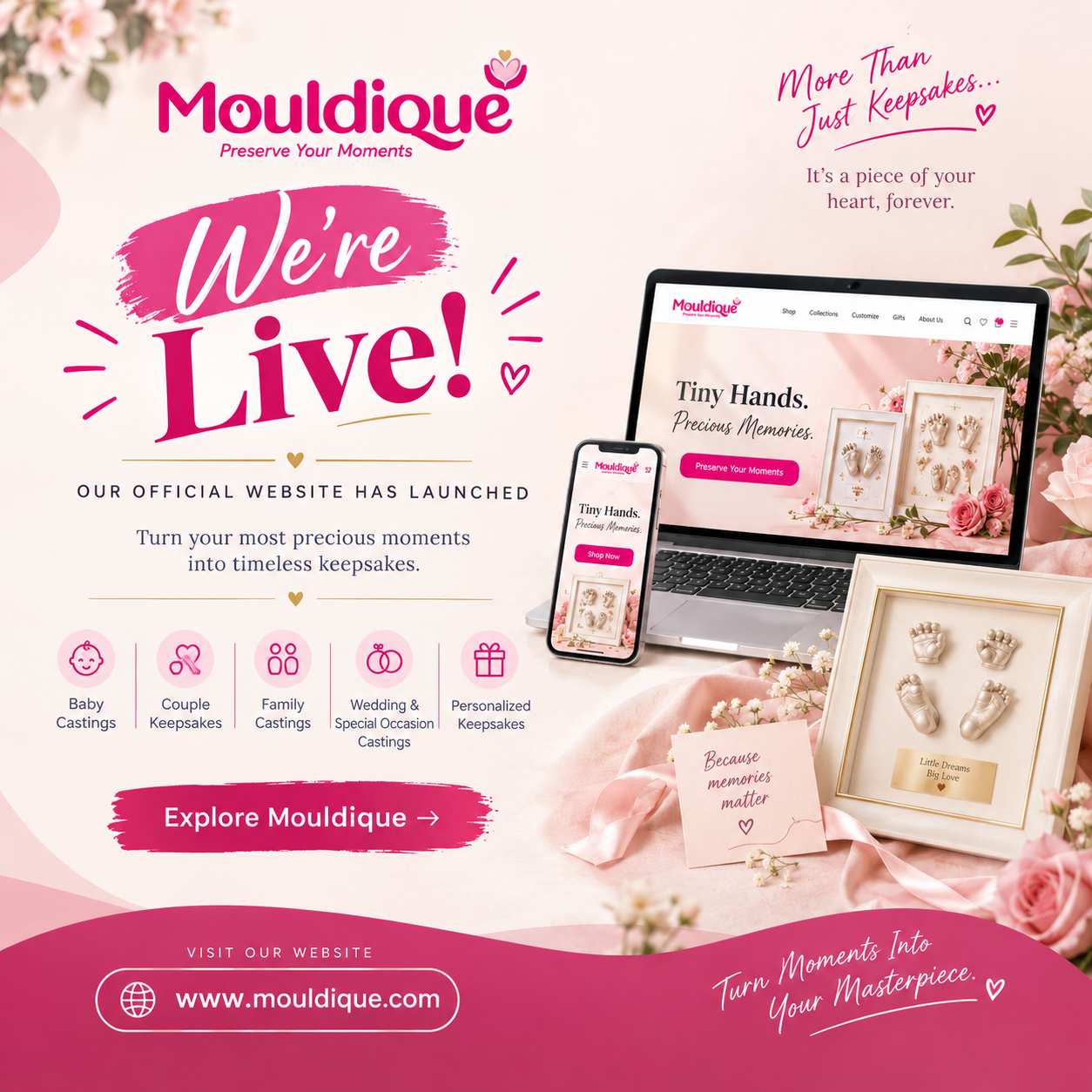 Mouldique 3D hand and foot casting keepsakes for babies, couples and families